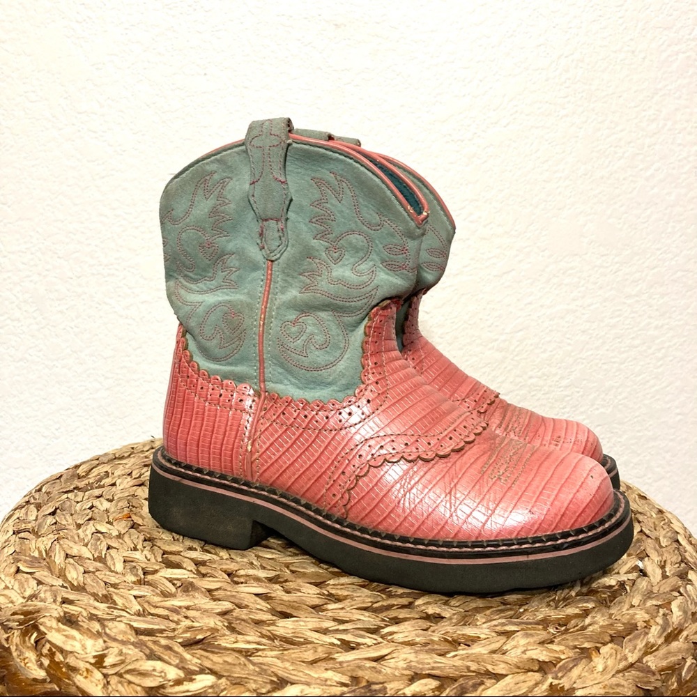 Ariat cowgirl blue pink reptile 2.5 girls western